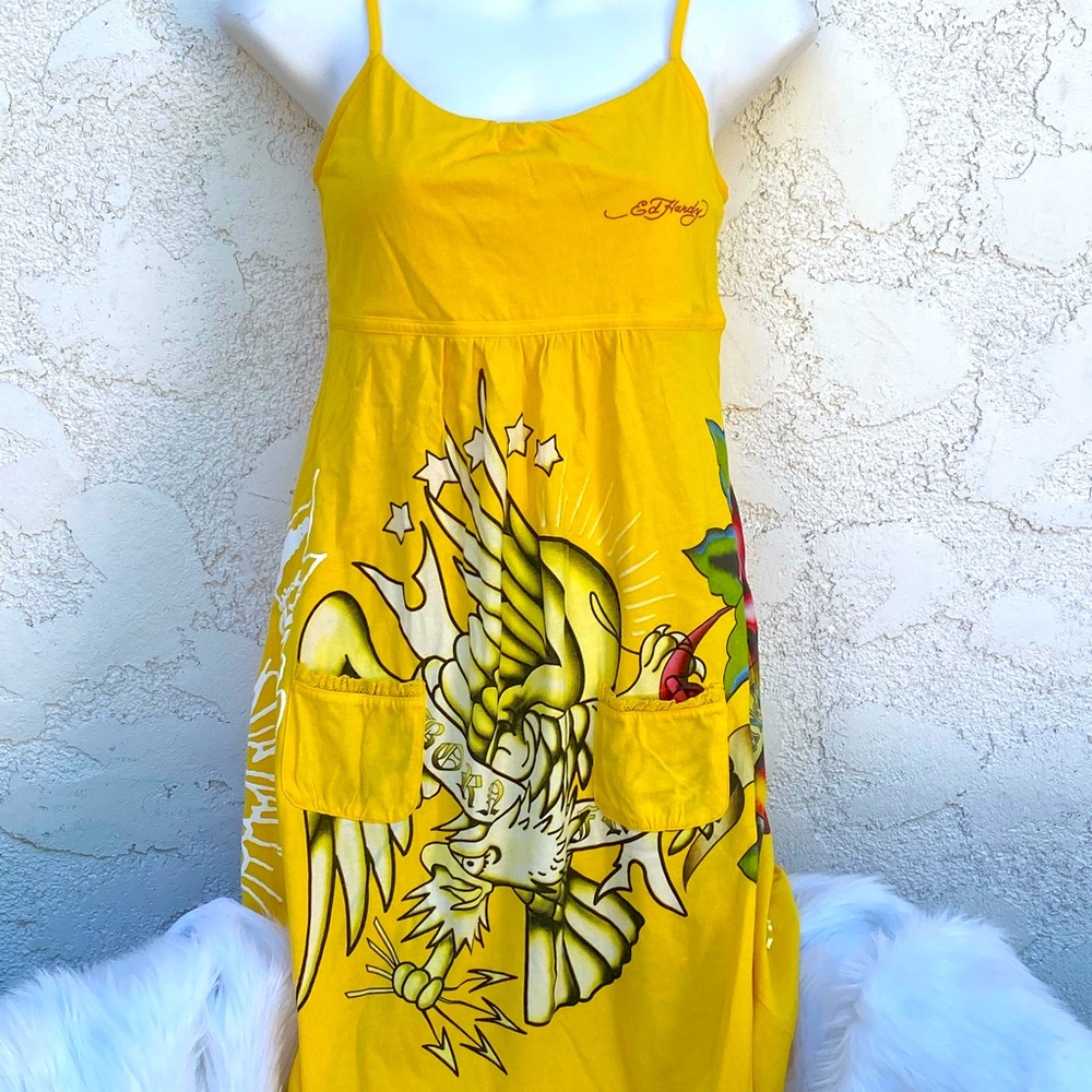 Ed hardy babydoll mini dress size Large
